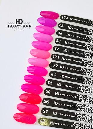 Гель лак 174 темно розовый плотный hd hollywood 8 ml3 фото