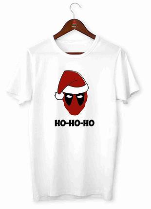 Футболка з новорічним принтом "deadpool. ho-ho-ho. дедпул хо-хо-хо" push it