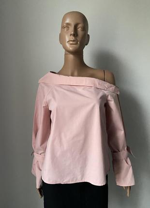 Асиметрична рожева блуза1 фото
