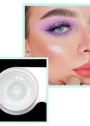 Линзы для глаз цветные голубые. хорошее перекрытие своего цвета