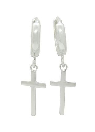 Срібні висячі сережки "хрестики"