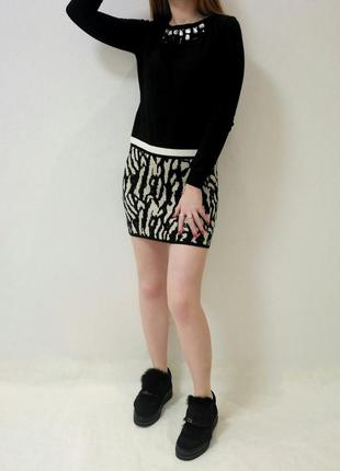Платье трикотажное с леопардовыми вставками, черного цвета rosa shock италия2 фото