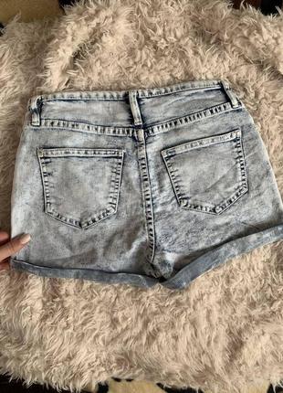 Шорти джинсові м'які fb sister світлі висока посадка на гудзиках3 фото