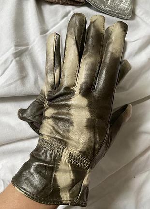 Шикарные кожаные перчатки голубые зеленые розовые серые серебристые рыжие