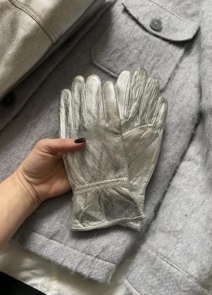 Шикарные кожаные перчатки голубые зеленые розовые серые серебристые рыжие