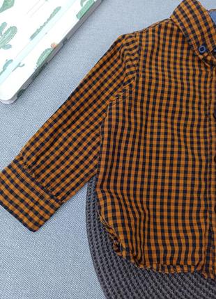 Детская рубашка 6-9 мес с длинным рукавом в клеточку для мальчика малыша стильная фирменная2 фото