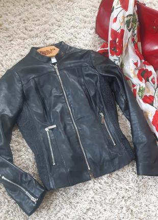 Шикарная кожаная куртка/куртка косуха,натуральная кожа , mango,  p. s-m10 фото