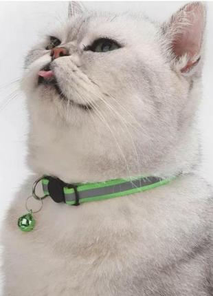 Нашийник для котів кішок із світловідбиваючою стрічкою з дзвіночком