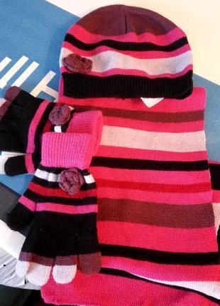 Продам новый яркий осенний комплект orchestra (шапка, шарф, перчатки), ог 56см