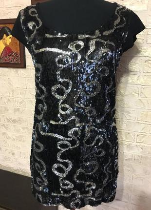 Блуза в черно-серебристых пайетках