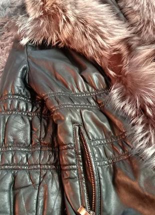 Кожана куртка з чернобуркою підстежка на зиму з кролика с-м3 фото