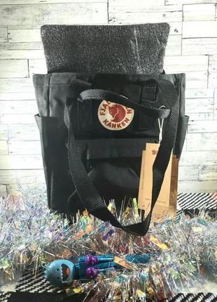 Рюкзак fjallraven kanken totepack mini, шопер, сумка канкен тотепак, шоппер, чорний, чорний, на подарунок новий рік, подарунок новий рік1 фото