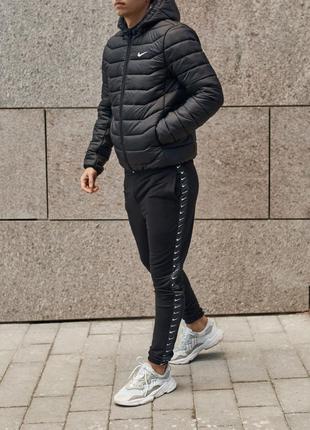 Мужские спортивные штаны найк утепленные зимние черные nike2 фото