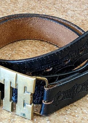 Винтажный кожаный ремень с пряжкой pete  ( solid brass). 1970  годы