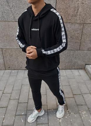 Мужской худи adidas черный с начесом зимний адидас