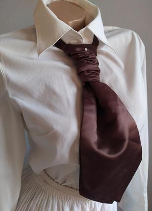 Широка краватка "шарпей", шоколадного кольору.4 фото