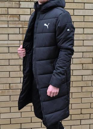 Куртка зимння длинная пума черная с капюшоном puma2 фото