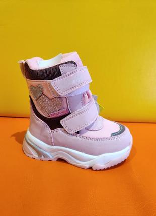 Зимове взуття для дівчинки рожеві термо чобітки черевики 22 - 27 детские зимние термоботинки tom.m
