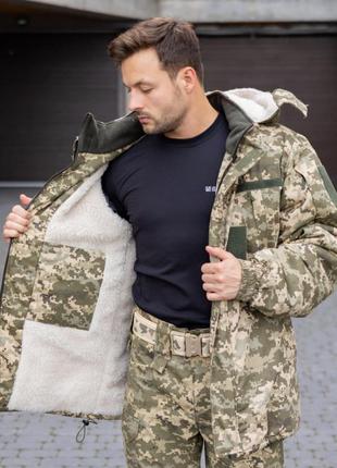 Зимова куртка-бушлат військова тактична на хутрі зсу піксель 91622 фото