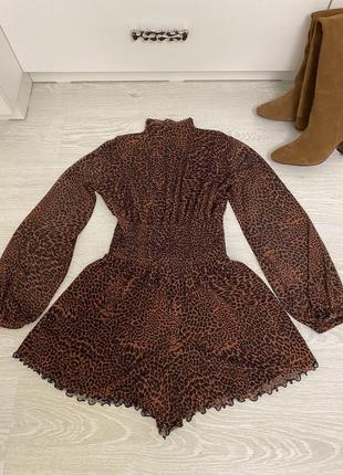 Красивый леопардовый комбинезон платья с- м размер2 фото