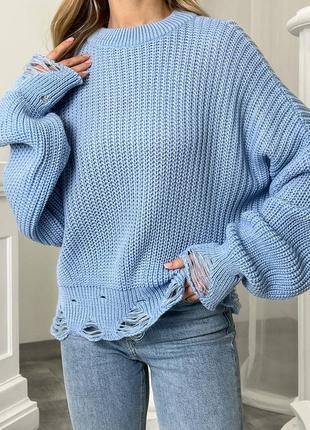 Свитер женский рванка, свитер с дырками,3 фото