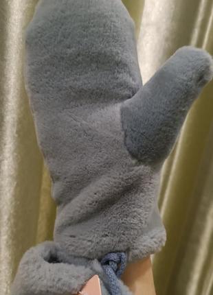 Хутряні теплі рукавиці4 фото