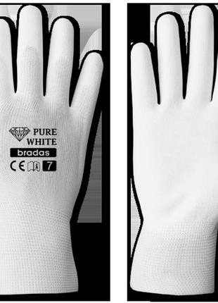 Рукавички захисні pure white поліуретан, розмір 
7, rwpwh71 фото