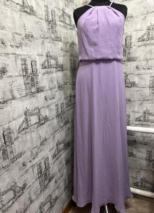 Фіолетове лавандове довге вечірнє нарядне плаття сарафан  шифон