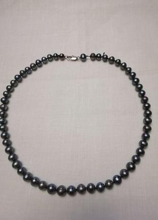 Ожерелье серебристый жемчуг.2 фото