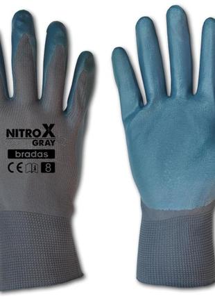 Рукавички захисні nitrox gray нітрил, розмір 8, rwngy8
