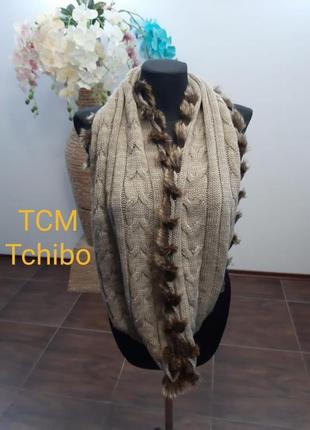 Вязаный снуд с меховой оторочкой tchibo