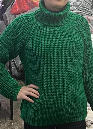 Зелений теплий в’язаний зимовий гольфик ❄️❄️❄️