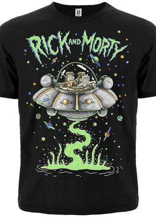 Футболка rick and morty (space adventure), рік і морті, чорна (n0071)