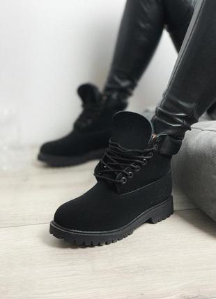 Жіночі черевики timberland black 2 зима / smb7 фото