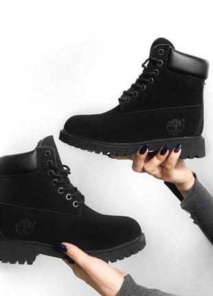 Жіночі черевики timberland black 2 зима / smb8 фото