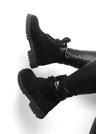 Жіночі черевики timberland black 2 зима / smb10 фото
