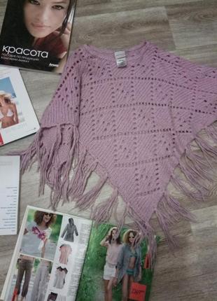 Тепленькое пончо для девочки  7- 10 лет