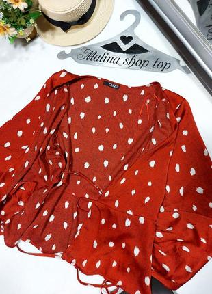 Шикарная трендовая блуза на запах с объемными рукавами 48 50 распродажа3 фото