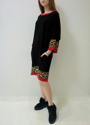 Платье черное с леопардовой отделкой и кулоном в наборе teria yabar, испания