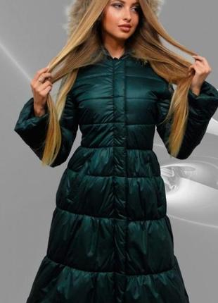 Зимнее пальто с натуральным мехом енота 44-50р