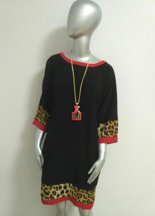 Платье черное с леопардовой отделкой и кулоном в наборе teria yabar, испания5 фото
