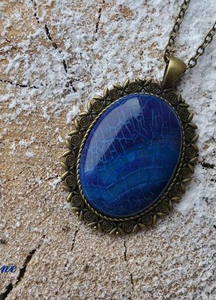 Кулон "зимний сад", тонированный агат