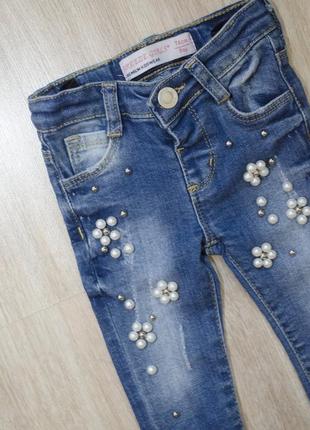 Дуже стильні фірмові джинси в бусинки для маленьких красунь
