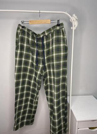 Зелені штани піжама, піжамні в клітинку байкові