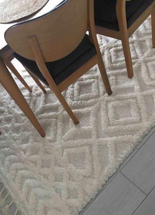 Бавовняний безворсовий килим ромби, сірий. екоківрик. (120х180 см). килим, килимок. туреччина3 фото