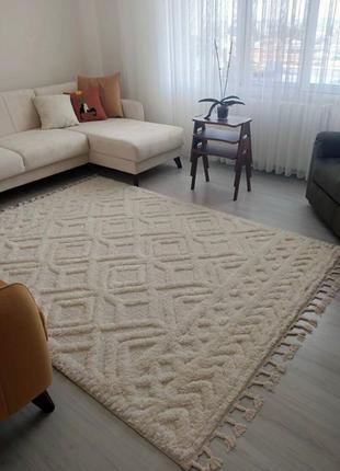 Бавовняний безворсовий килим ромби, сірий. екоківрик. (120х180 см). килим, килимок. туреччина2 фото