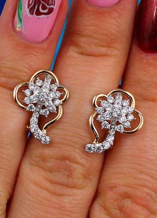 Сережки xuping jewelry родована кульбабка 1,5 см золотисті