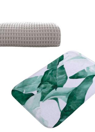 Набір килимок для ванни та вафельний рушник