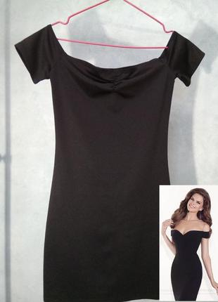 Незаменимое маленькое чёрное мини платье h&m с открытыми плечами/сукня /м/