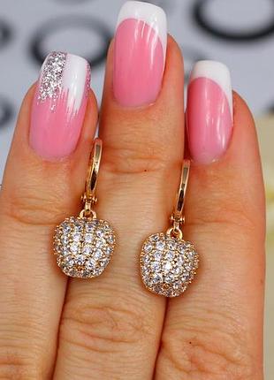 Серьги подвески xuping jewelry 2,5 см яблочки золотистые
